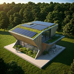 futuristic eco house in the woods