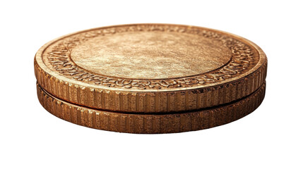 plain gold coin rotating isolated on white background