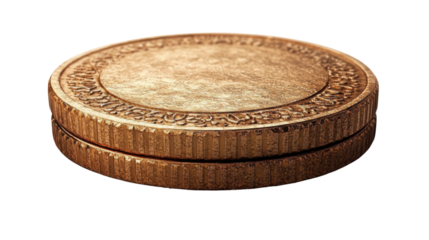 plain gold coin rotating isolated on white background