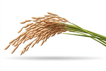 Golden rice stalks bending gracefully, showcasing the harvest during a sunny day in a rural landscape