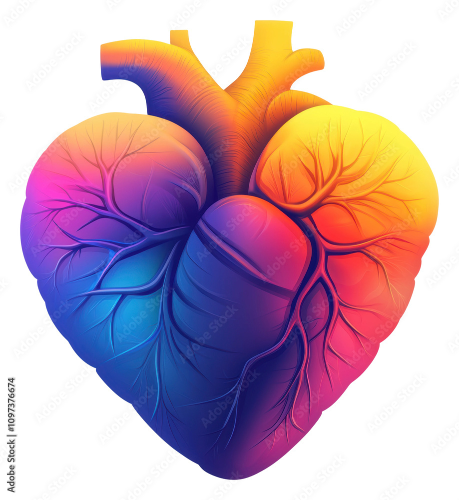 Poster colorful vector heart icon with gradient design isolated on transparent background