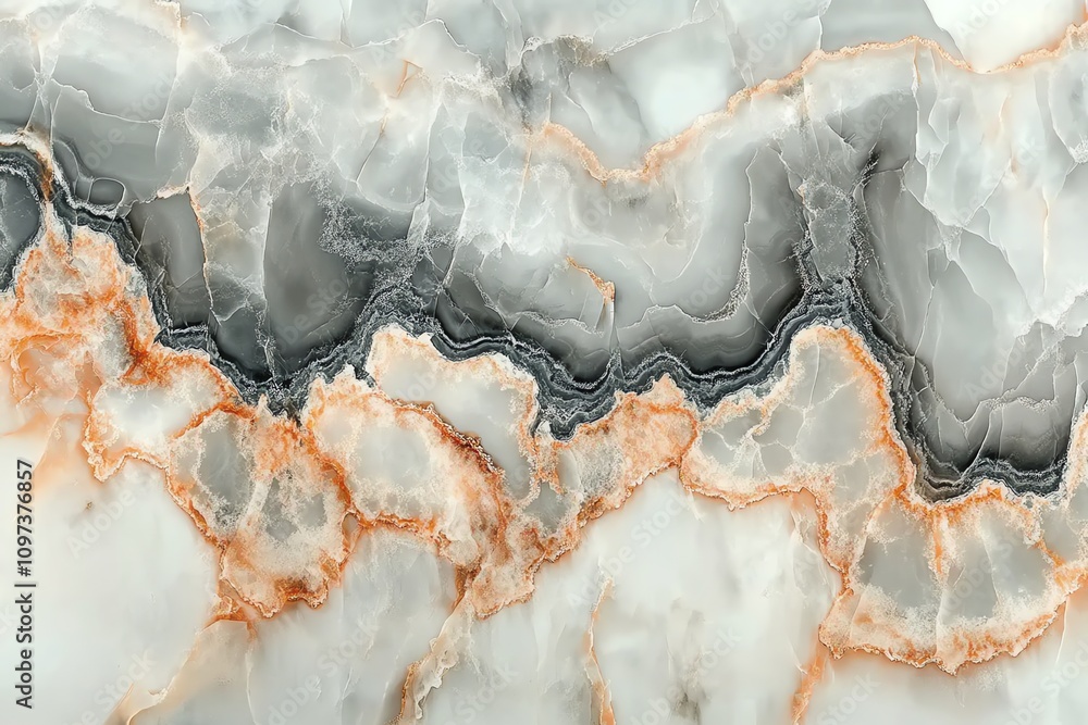 Poster abstract marble texture with gray, white, and orange patterns.