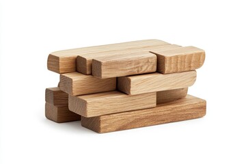 Wooden Jenga blocks stacked creatively, showcasing natural texture and color