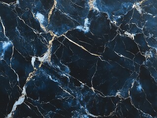 A close-up of dark blue marble with golden and white veining, showcasing natural beauty.