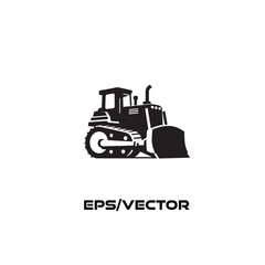 Naklejka premium Black and White Vector Illustration of a Bulldozer. Monochrome vector art depicting a bulldozer, symbolizing construction, strength, and industrial machinery. 