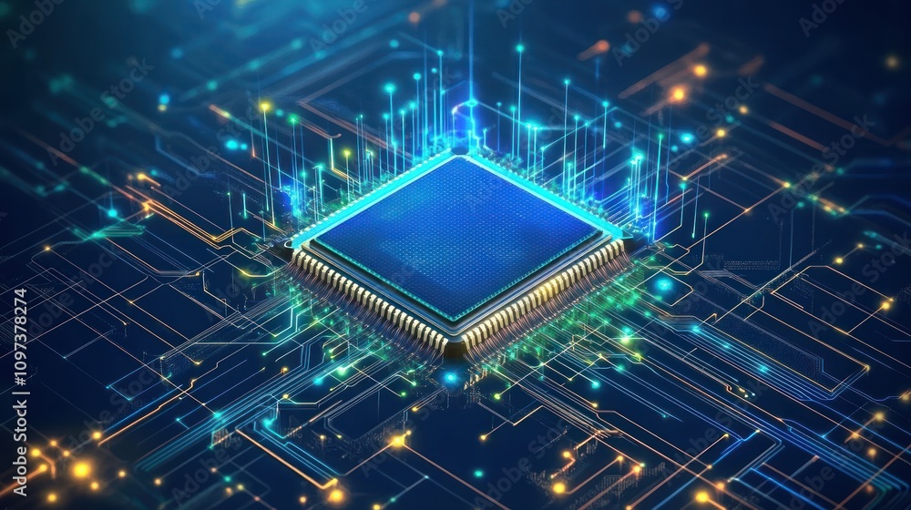 Poster illuminated microchip circuit board technology
