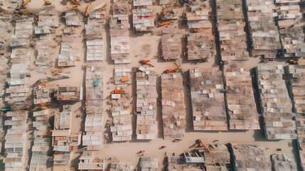 Aerial View Of Densely Packed Houses Under Construction