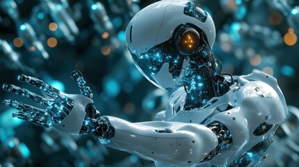 Fototapeta premium A medical robot that can assist with surgery is being tested by bioengineers in a lab.