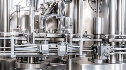 Automated Industrial Bottling Machine Close Up View