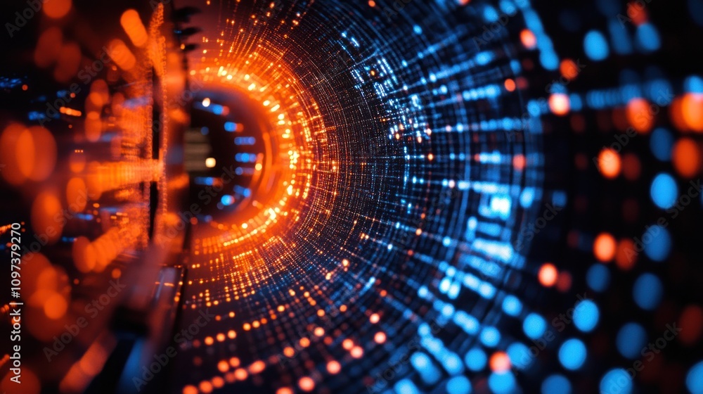 Poster a quantum entanglement experiment in which physicists examine mathematical results on a computer scr