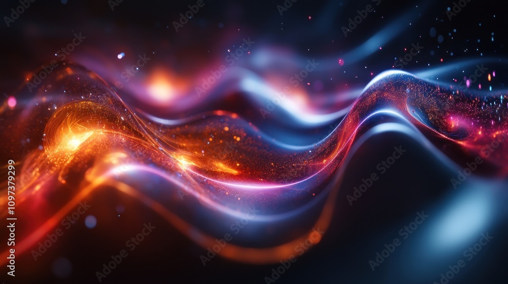 Poster a quantum wave experiment, in which scientists observe the movement of particles under vacuum condit