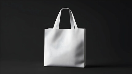 White tote bag mockup on dark background.