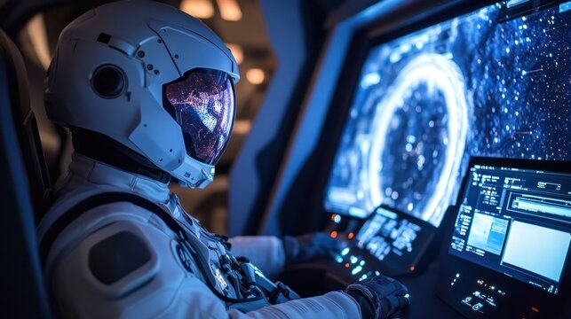 A simulation of intergalactic travel using artificial intelligence at the Space Research Center.