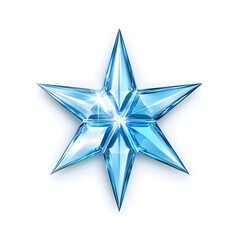 Obraz premium A Shiny Blue Crystal Star with Facets and a White Background