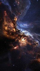 Night sky with numerous galaxies and nebulae in the foreground, universe, cosmos, galaxies