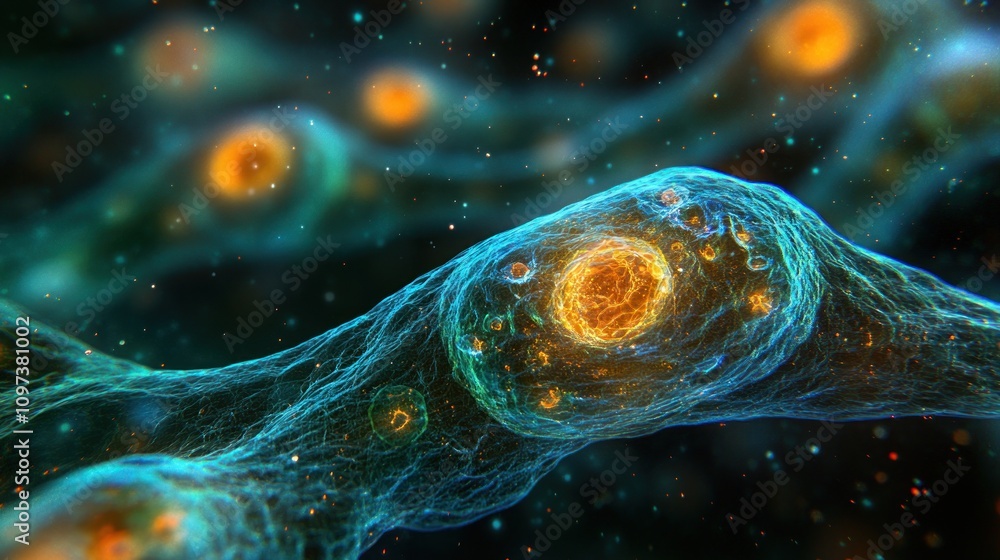 Poster an experiment on the distribution of proteins in cells using molecular imaging technology.