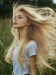 Naklejka premium Serene Blonde Woman