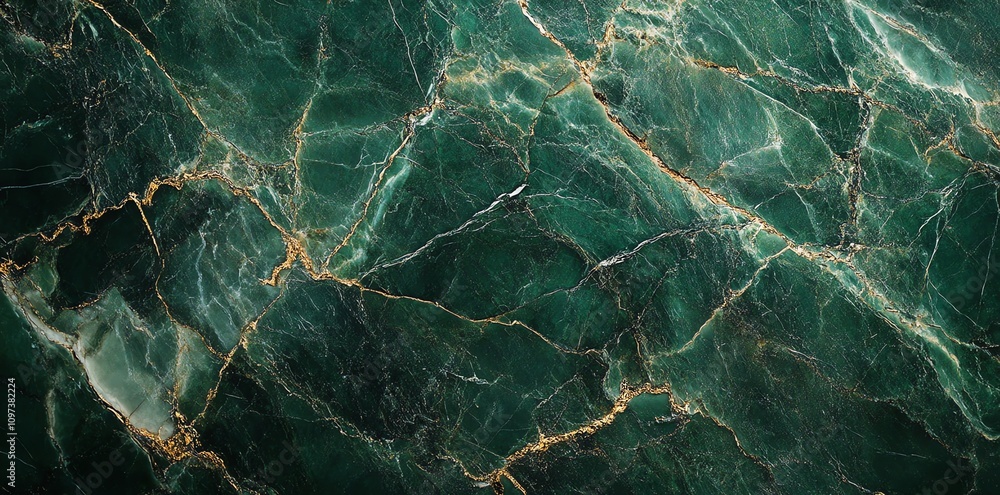 Poster a close-up of a green marble surface with intricate veining and a polished finish.