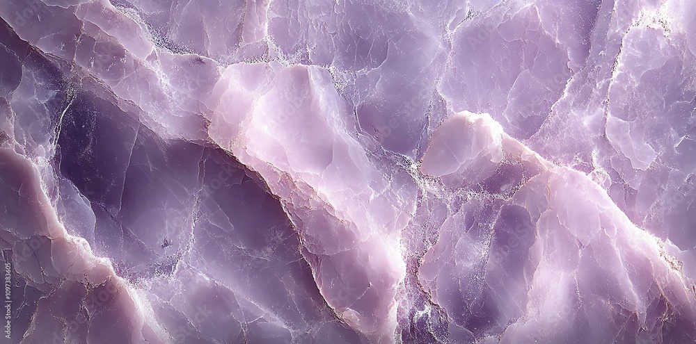 Poster A close-up view of a translucent purple stone with intricate patterns and textures.
