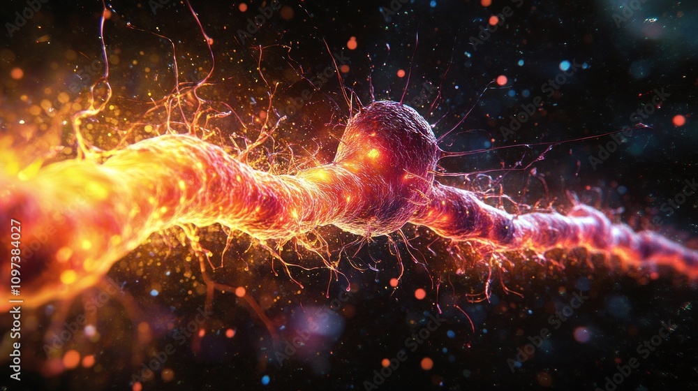 Poster in a study of electrical signaling in nerve cells, biophysicists are recording data from experiments