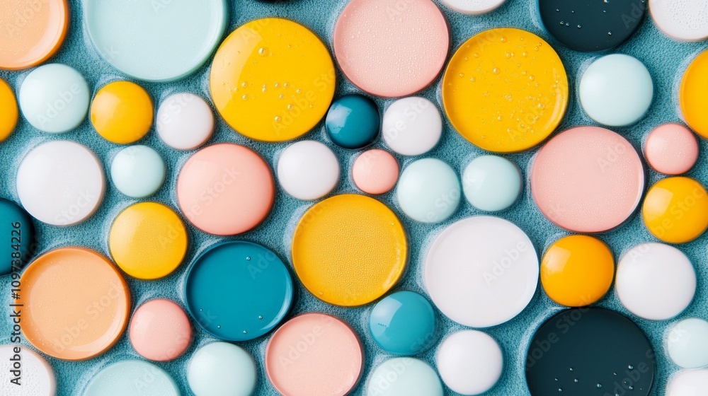 Poster colorful circles abstract pattern: a vibrant and playful arrangement of colorful circles in various 