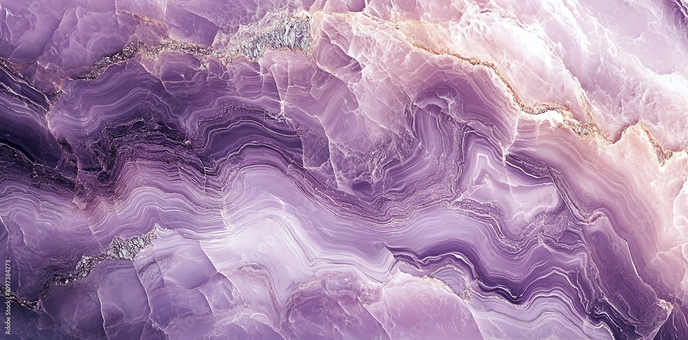 Poster A close-up view of a purple agate stone with intricate patterns and textures.