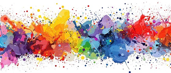 Fototapeta na wymiar Splash of colored paint on a white background, paint splashes, artistic expressions, messy creativity., art supplies