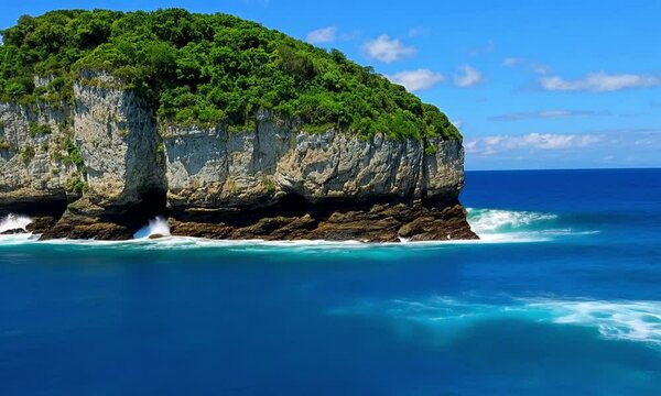 Clear Sky Over Rugged Cliff Coastline