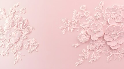 Elegant embossed floral design on a soft pink background, ideal for invitations or decor.