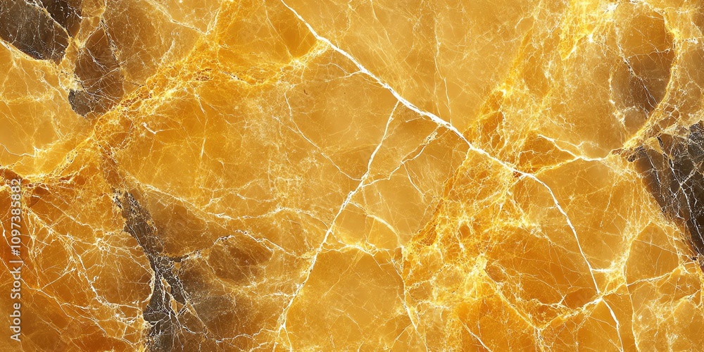 Poster A close-up of a golden marble texture showcasing intricate patterns and veins.