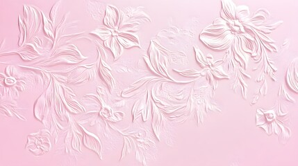 Textured floral design on a soft pink background, ideal for backgrounds or decorative purposes.