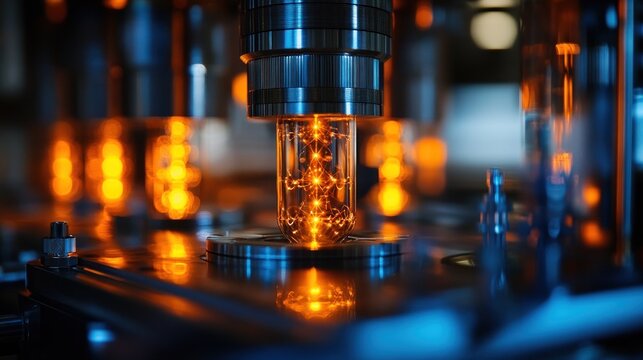 Scientists study the effects of quantum entanglement on a mathematical display.