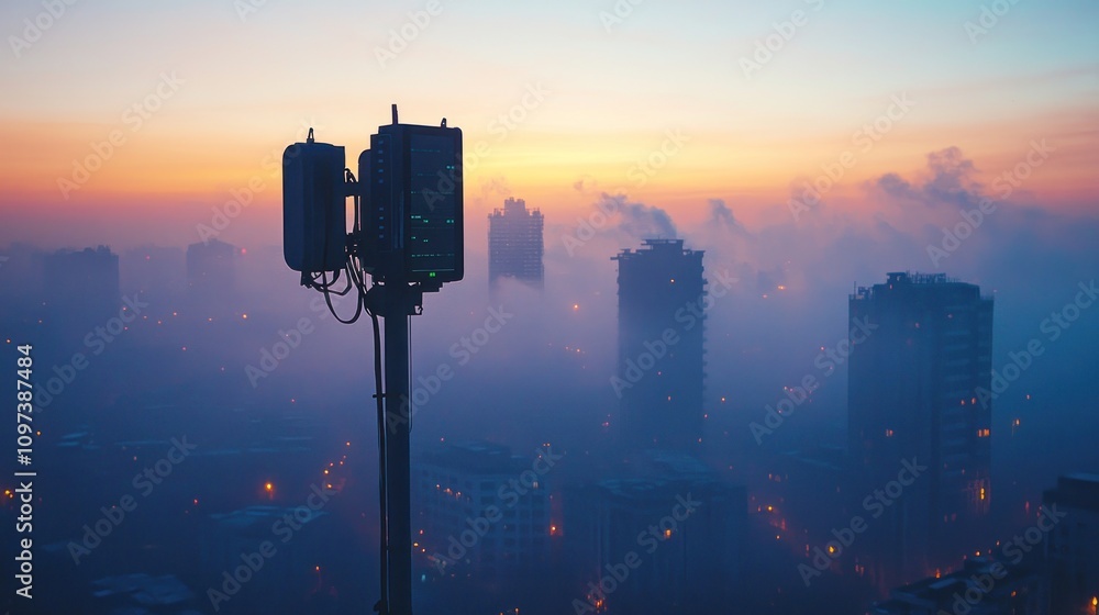 Poster urban air quality monitoring scientists are analyzing data from pollution sensors