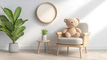Cozy living room scene with frame mockup indoor setting modern design soft lighting