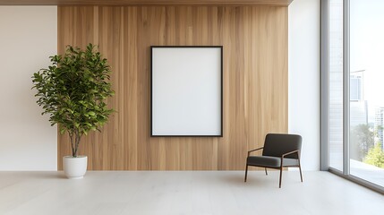 Frame mockup in living room modern home interior design minimalist environment bright viewpoint
