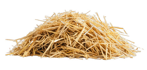 Clear display of a textured straw pile, isolated on a white background.