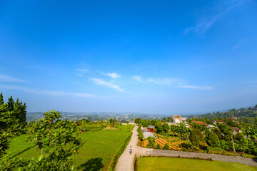 Breathtaking Landscape of Rolling Hills and Clear Sky. Scenic Countryside with Clear Sky and Flourishing Nature.