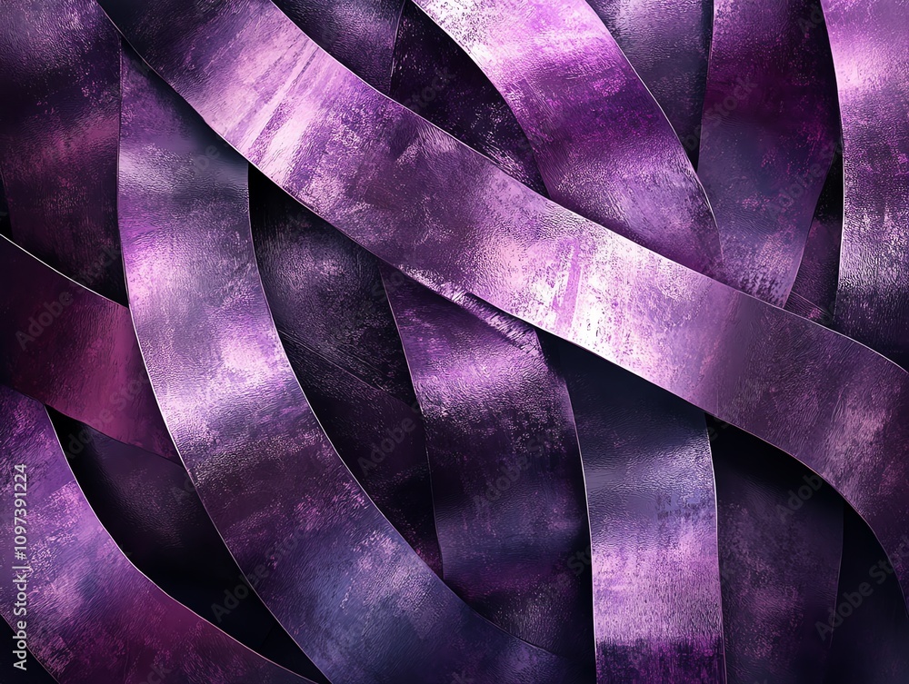 Aufkleber abstract design featuring flowing purple ribbons with a textured surface.