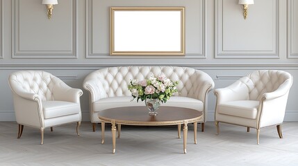 Elegant frame mockup in living room for stylish interior design inspiration and decor ideas