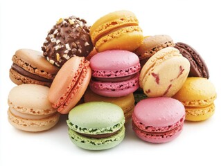 Delicious assorted macarons in various colors and flavors, tempting treat!