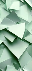 Obraz premium green geometric shapes, abstract background filled with various triangular paper cutouts featuring a soft mint green color, creating a dynamic and layered effect