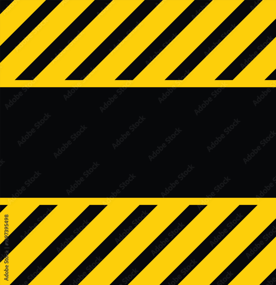 Poster warning yellow black diagonal stripes line. frame caution with warning tape. safety stripe warning c
