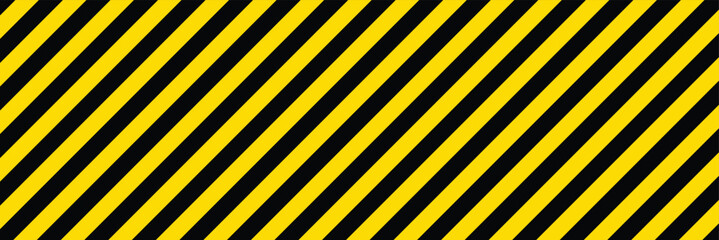 Abstract geometric striped texture. Warning yellow black diagonal stripes line. Warn stop seamless line. Yellow and black caution tape border. Hazardous and radioactive substances, road alert symbol.