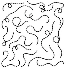 Dashed hand drawn lines. Clean dot style hand drawn doodle line collection.