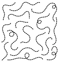 Dashed hand drawn lines. Clean dot style hand drawn doodle line collection.