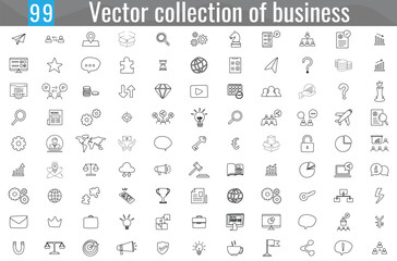 Mega set of icons in trendy line style. Business, e-commerce, finance, accounting. Big set of business Icons collection illustrator