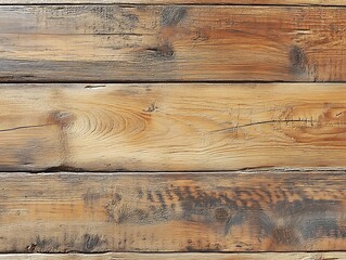 Fototapeta premium Aged wood texture with a rough surface and deep grain lines in various shades of brown and black, showcasing natural imperfections and rustic characteristics.