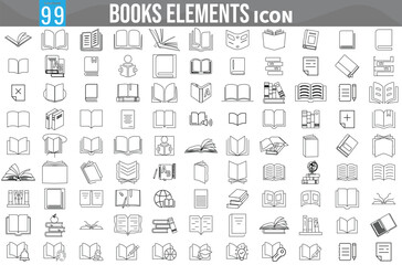 School Books Elements Icons Set, books icon vector, Online education icon set, e-learning, online course,