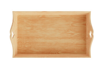 Wood Serving Tray, Kitchen Wooden Tray, Bread And Fruit Cutting Board with Handles in Shape of Hearts. 3d Rendering