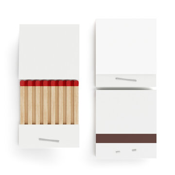 White Book Matchbox Mockup Front and Back Side. 3d Rendering